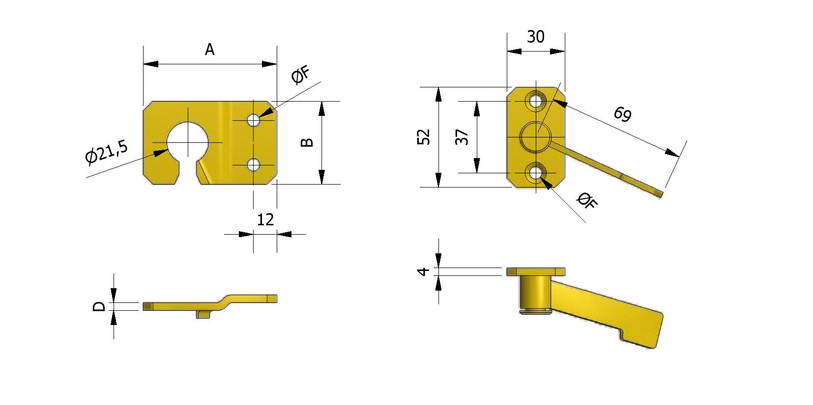 Dessin technique - Fermeture aile de mouche avec numéro de référence 435000