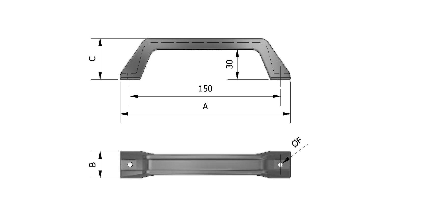 Technical image of Pull handle, small model with reference number 431015