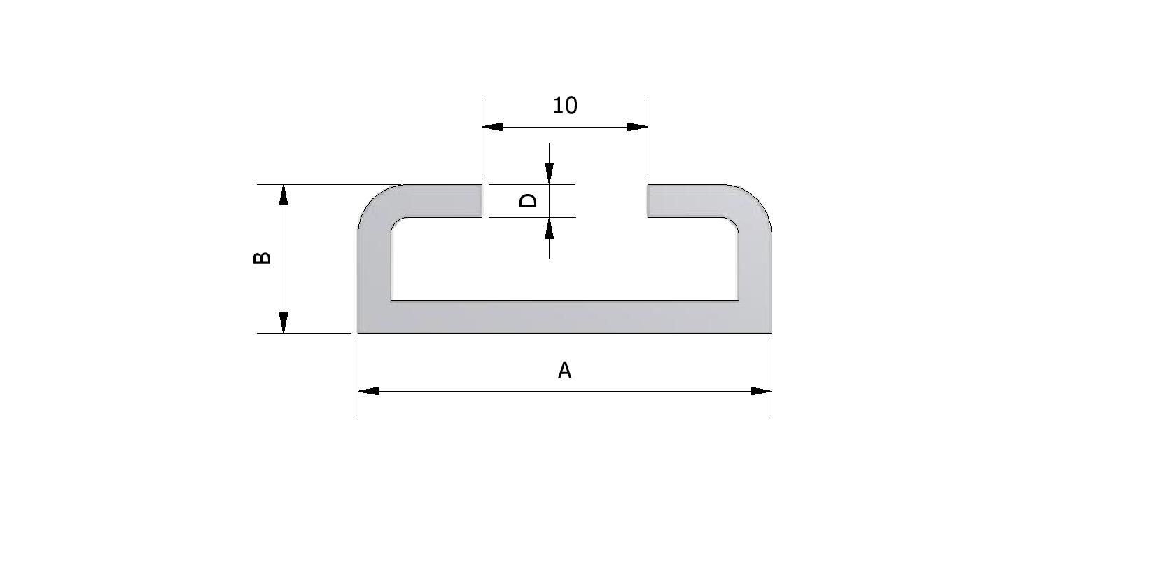 Dessin technique - Profil pour hayon en aluminium avec numéro de référence 100290