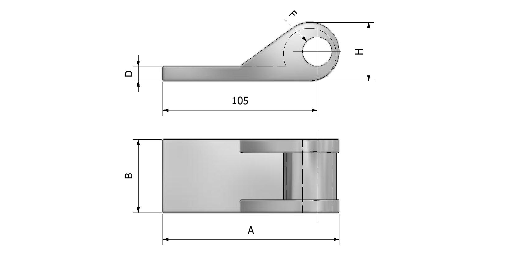 Dessin technique - Embout de penture en acier matricé ø20 avec numéro de référence 326150