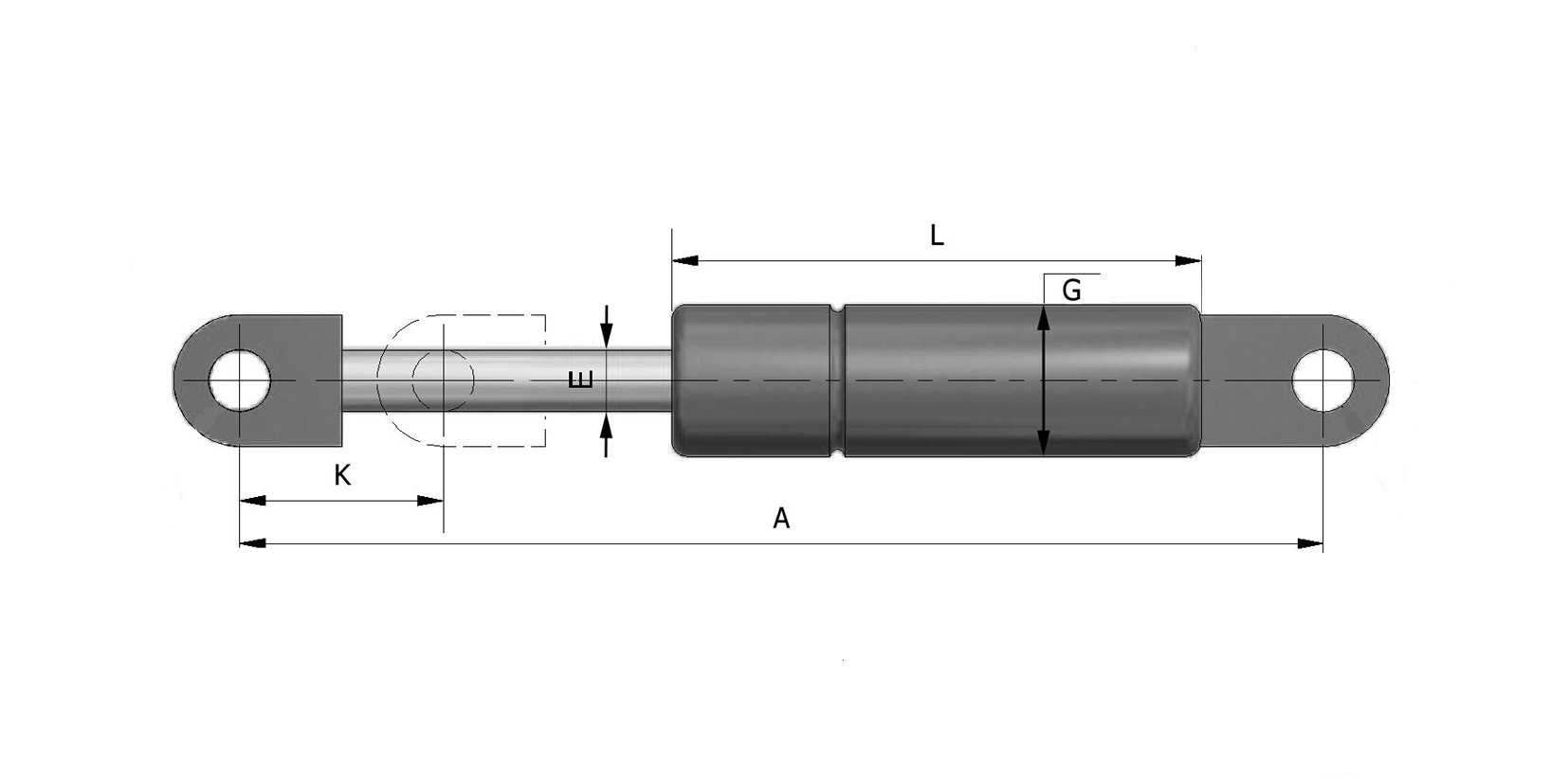 Gas Spring Stabilus 3571IY 1700N eyes ø10 (lift bed Hymer) Gas Spring Stabilus 3571IY 1700N eyes ø10 (lift bed Hymer)