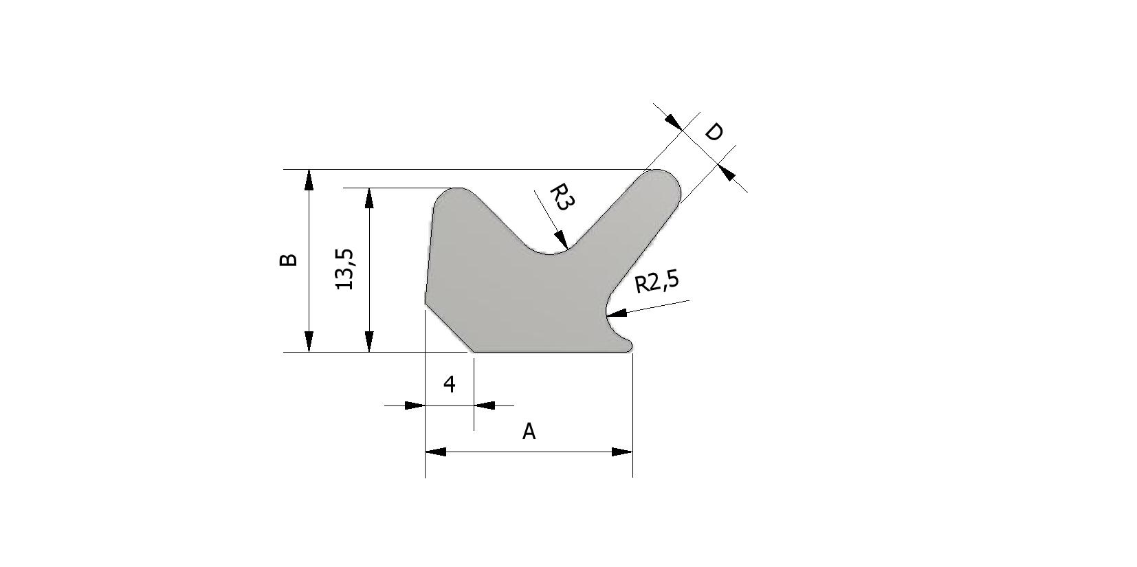Dessin technique - Joint de porte, 17x15 avec numéro de référence 212230