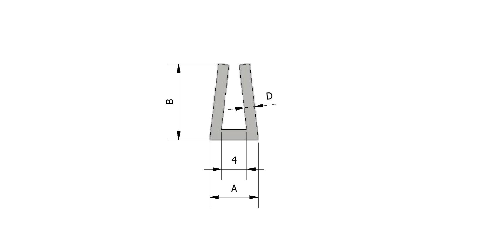 Technical image of U-profile EPDM, 11x7x1,5 mm with reference number 220021