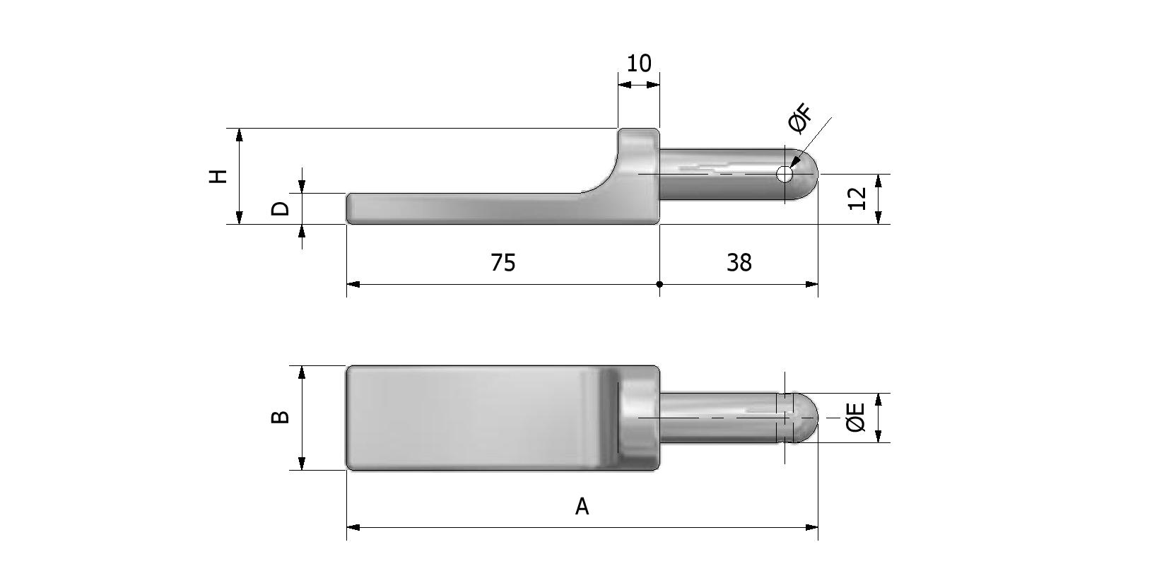 Dessin technique - Pivot à souder ø12 avec numéro de référence 327120