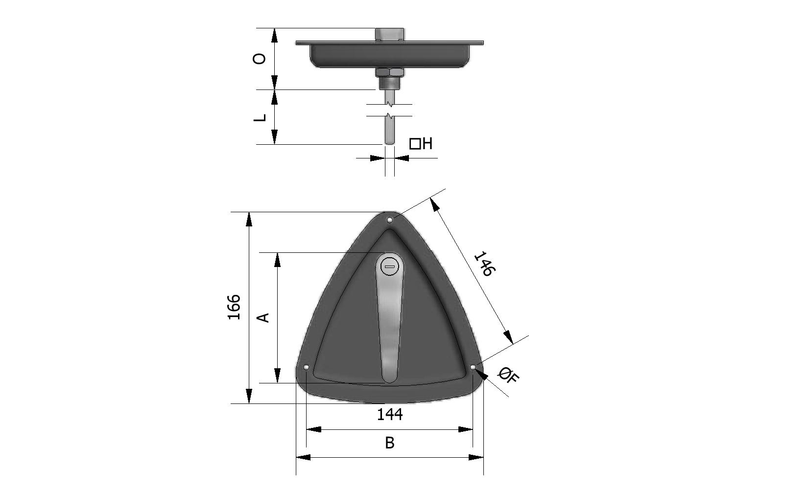 Dessin technique - Cuvette avec poignee à clé avec numéro de référence 430315