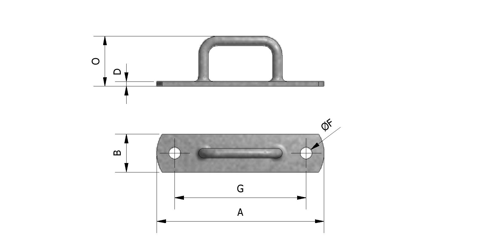 Dessin technique - Pontet, zingué, plat avec numéro de référence 552010