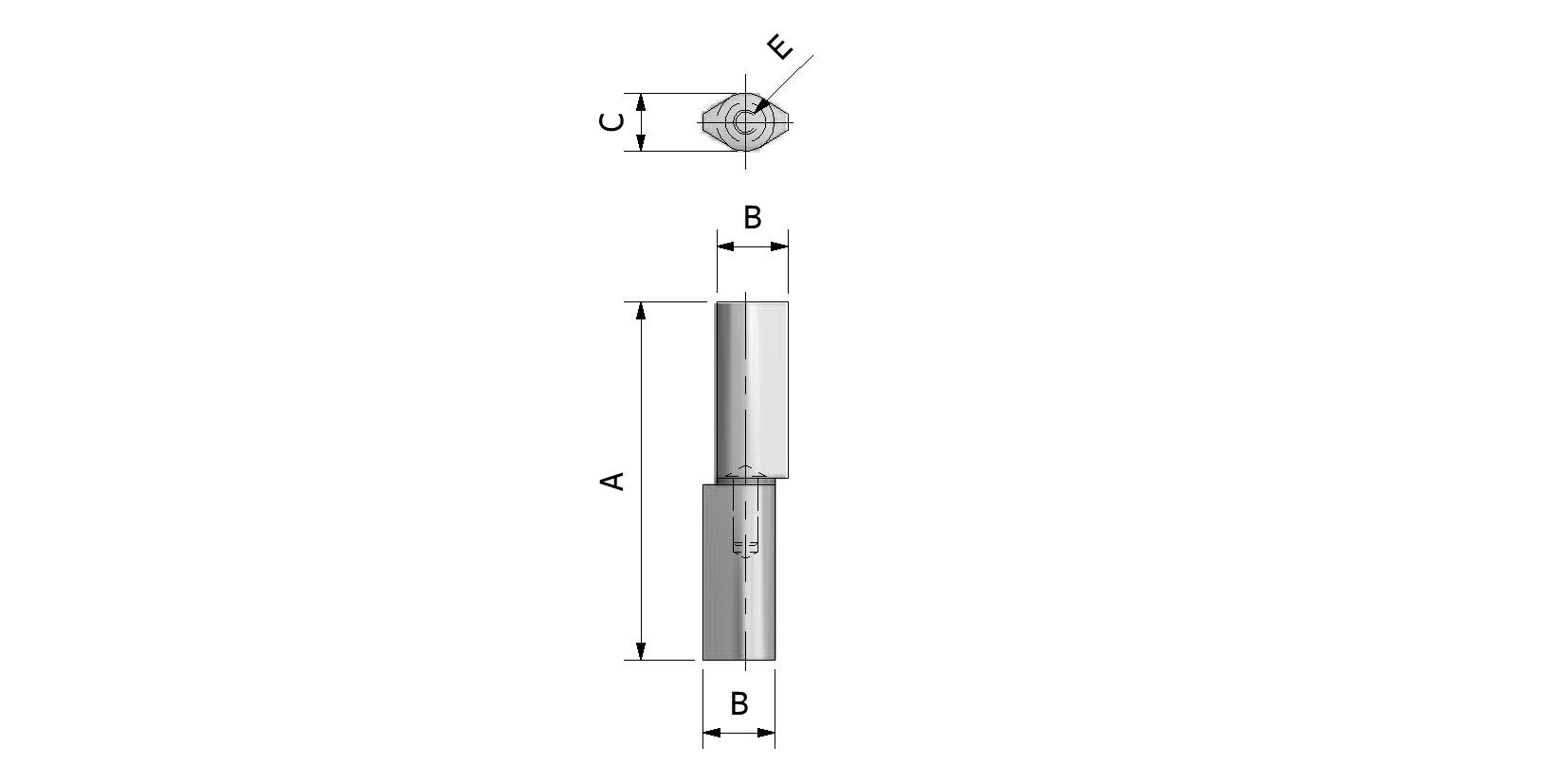 Dessin technique - Paumelle à souder en inox food, avec bague en inox, tête plate avec numéro de référence 357080