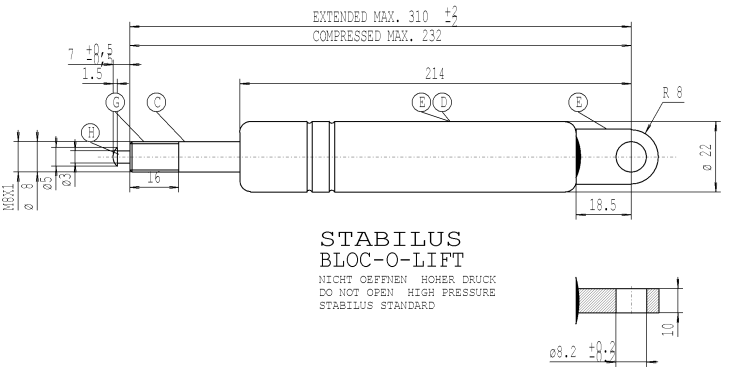 Gasveer Stabilus Bloc-o-lift 4778IV 0200N