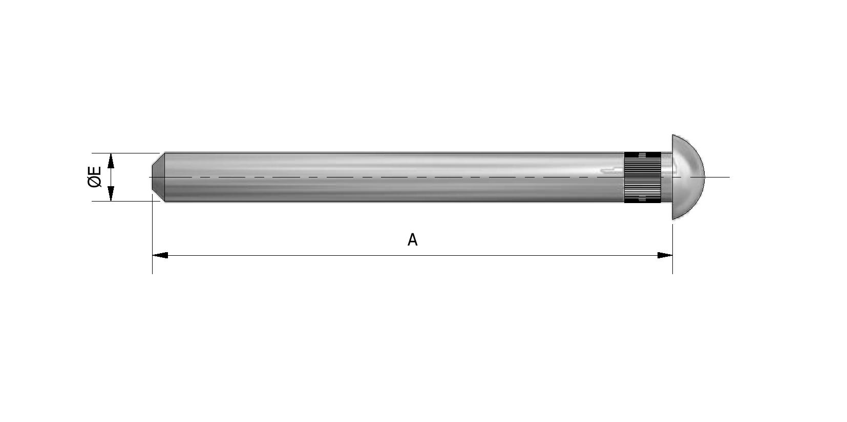 Dessin technique - Goupille en acier inox avec numéro de référence 314415