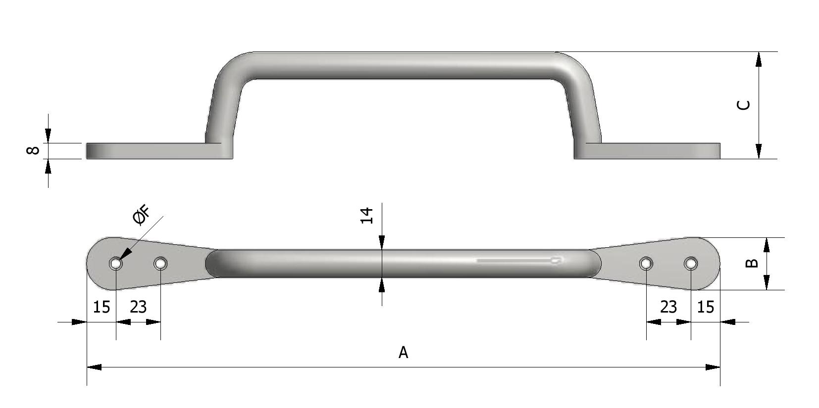 Technical image of Pull handle, big model with reference number 431010