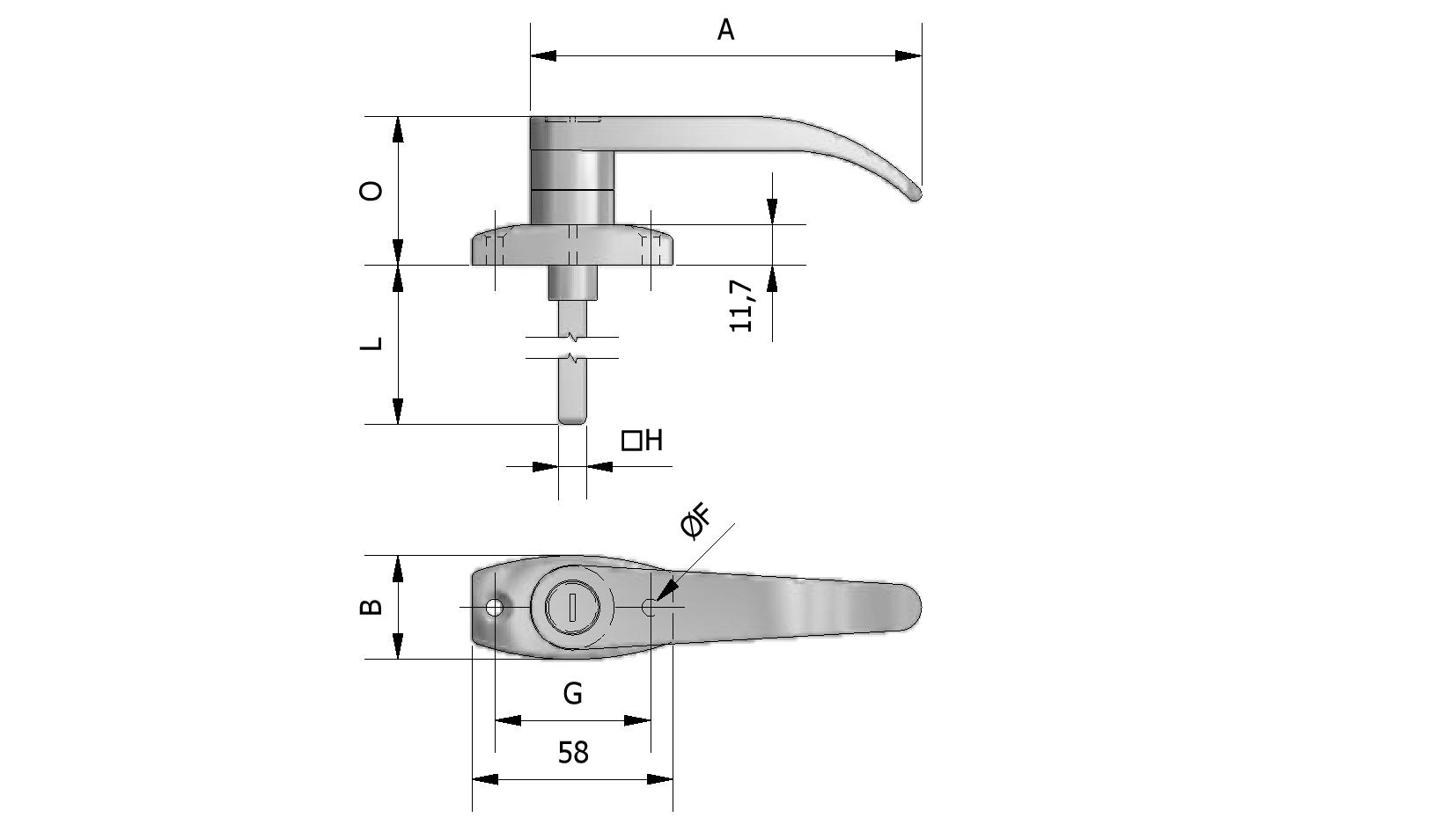 Dessin technique - Poignée pour cuvette, rosace 45mm avec numéro de référence 430210