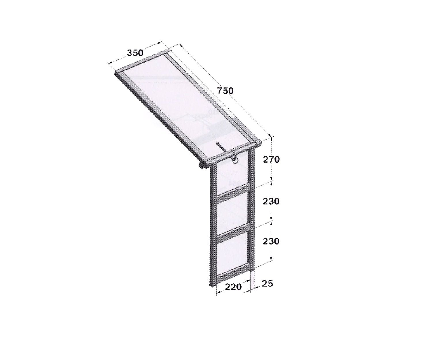 Trittleiter ausziehbar 3 Stufen B350xL750+H730 (verzinkt)