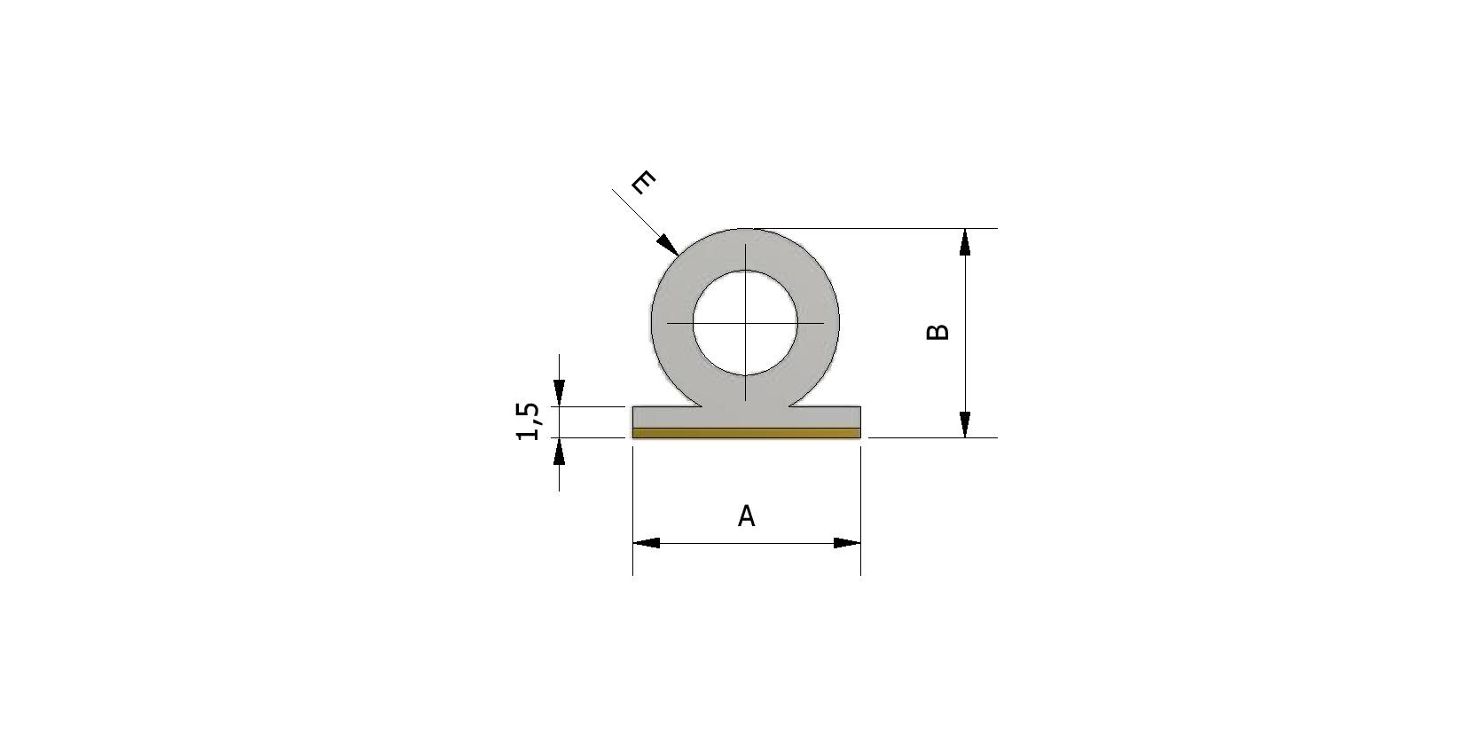 Dessin technique - Joint en caoutchouc Ø9 mm, adhésive avec numéro de référence 220480
