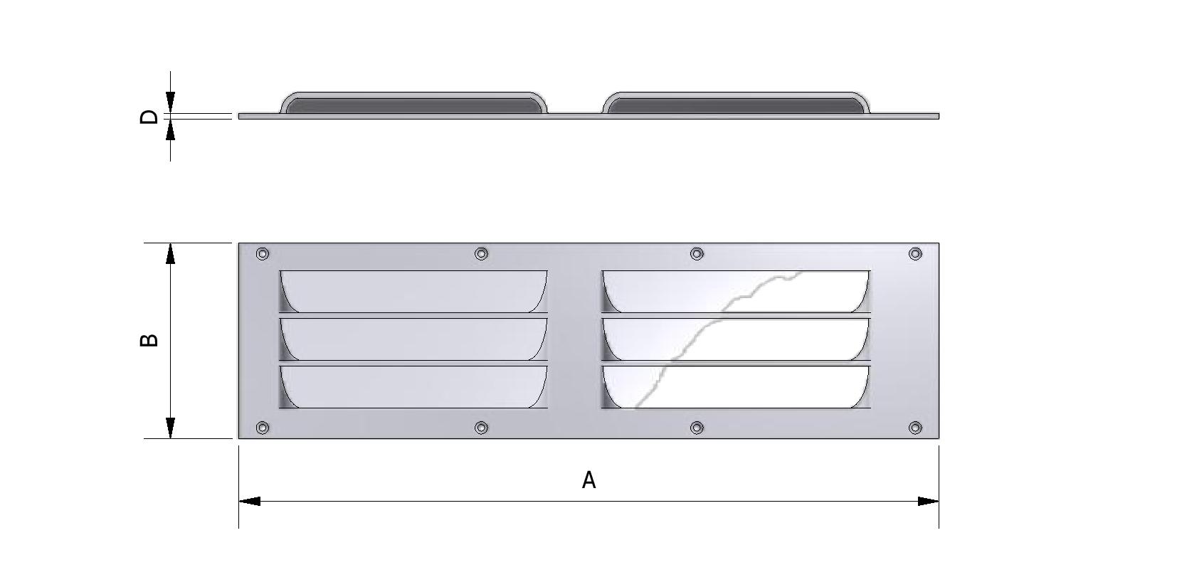 Dessin technique - Grille d'aération en PVC avec numéro de référence 700210