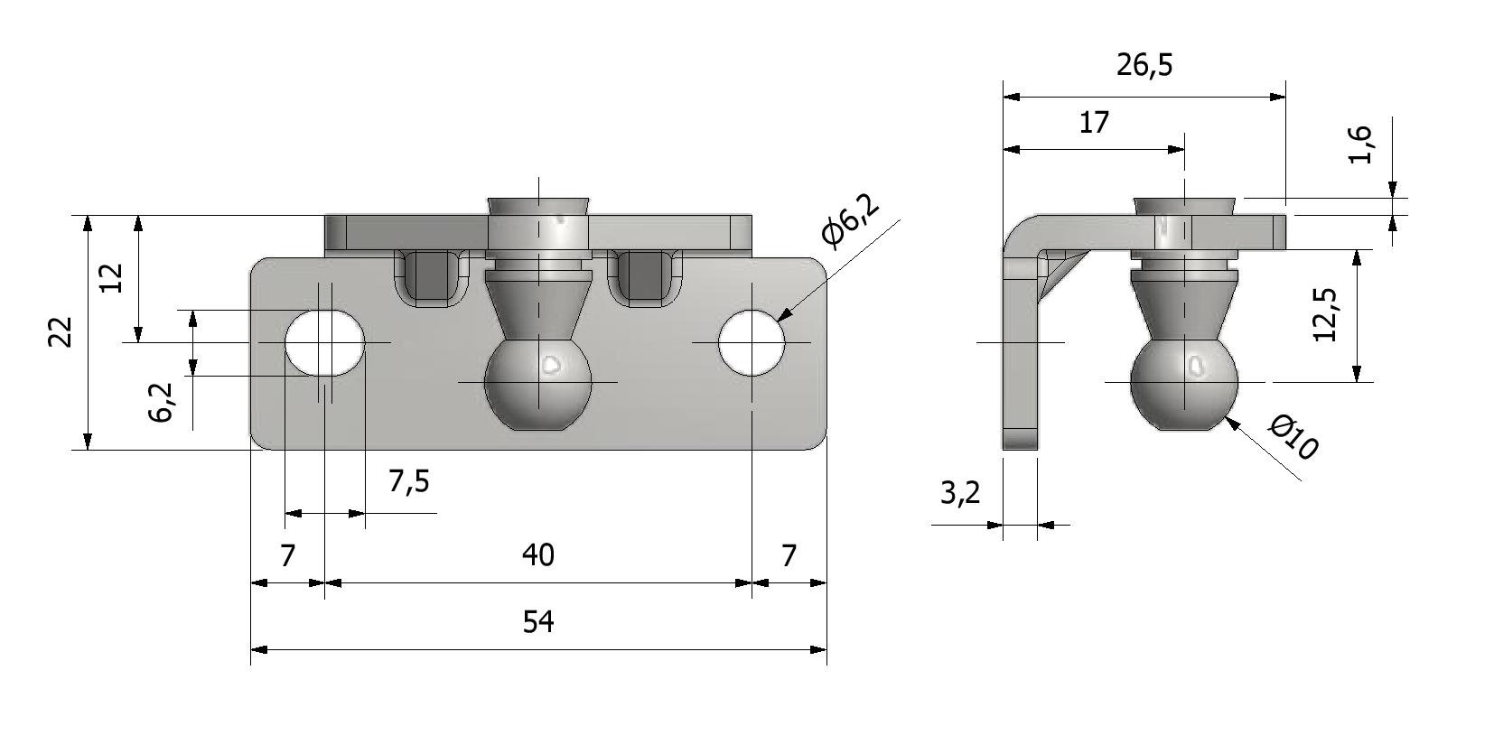 Technical image of Bracket, L-model with holes with reference number 870016