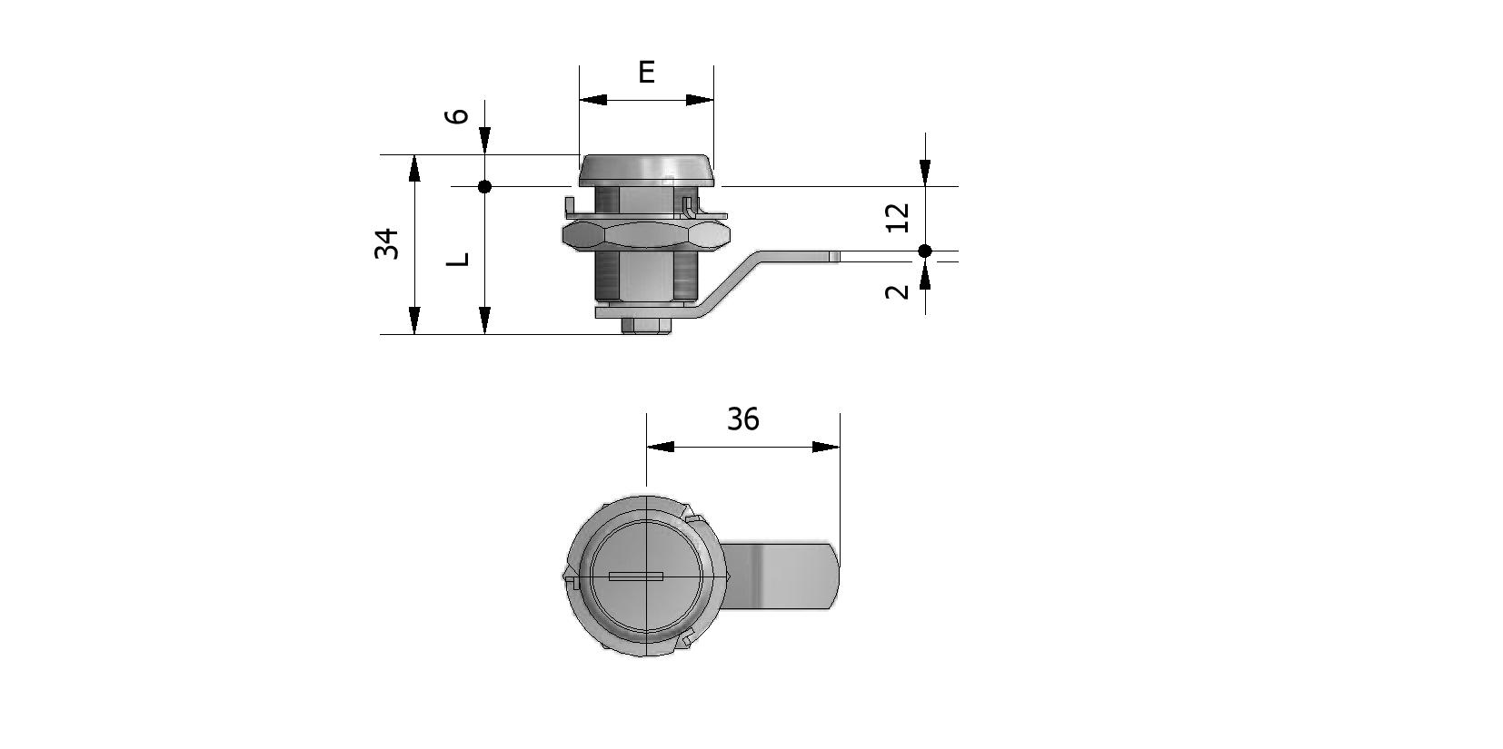 Technical image of Compartment lock ø25 with reference number 440009