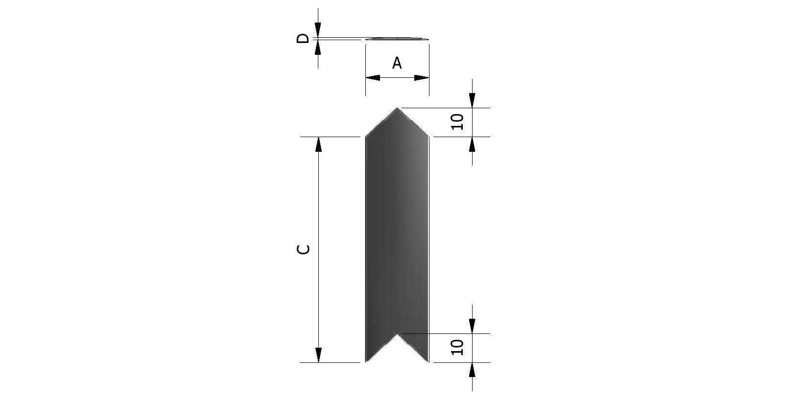 Dessin technique - Onglet de finition pour joint de conteneur, noir avec numéro de référence 220631