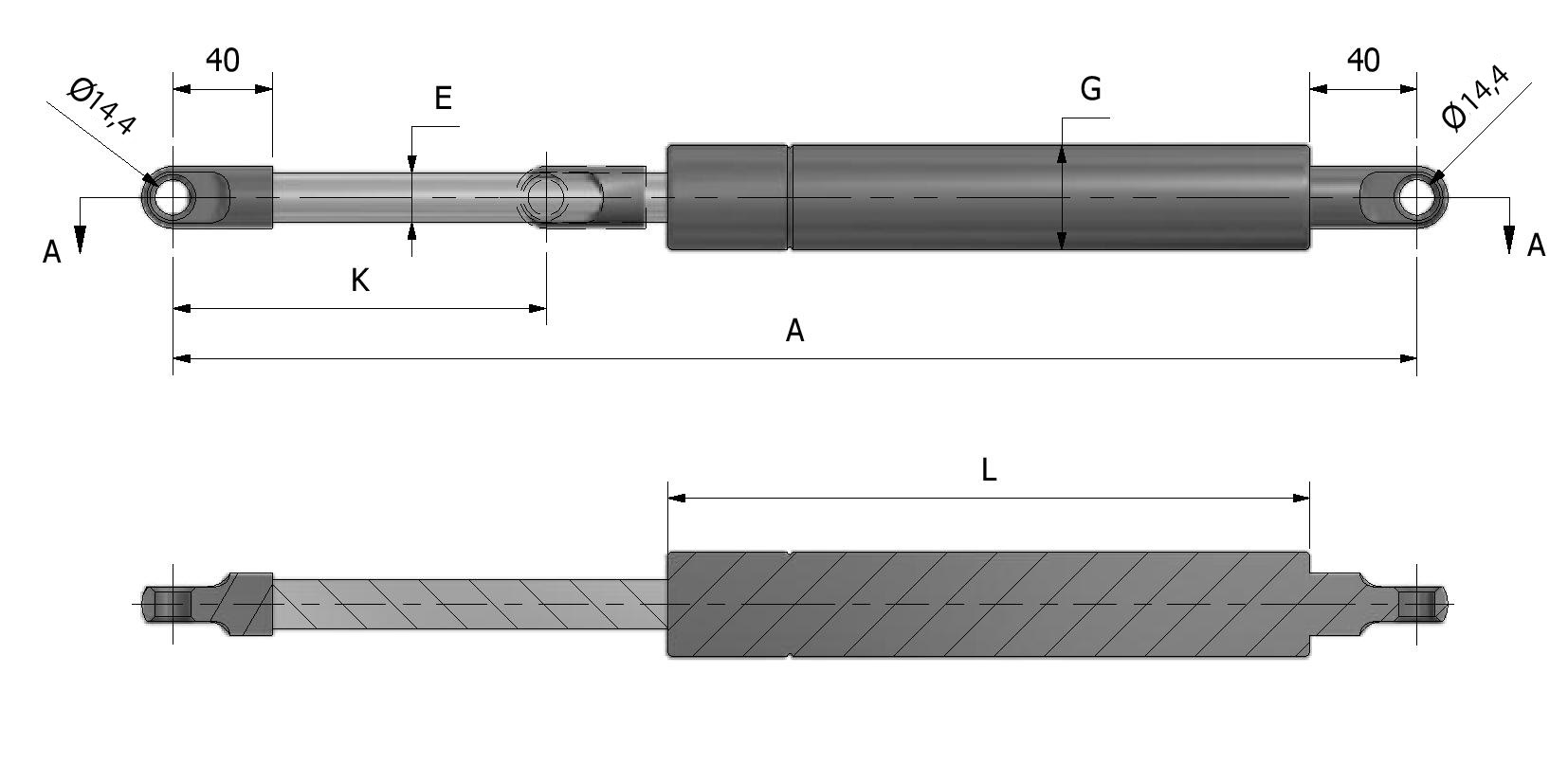 Vérin à gaz Stabilus Lift-o-mat 086738  2400N
