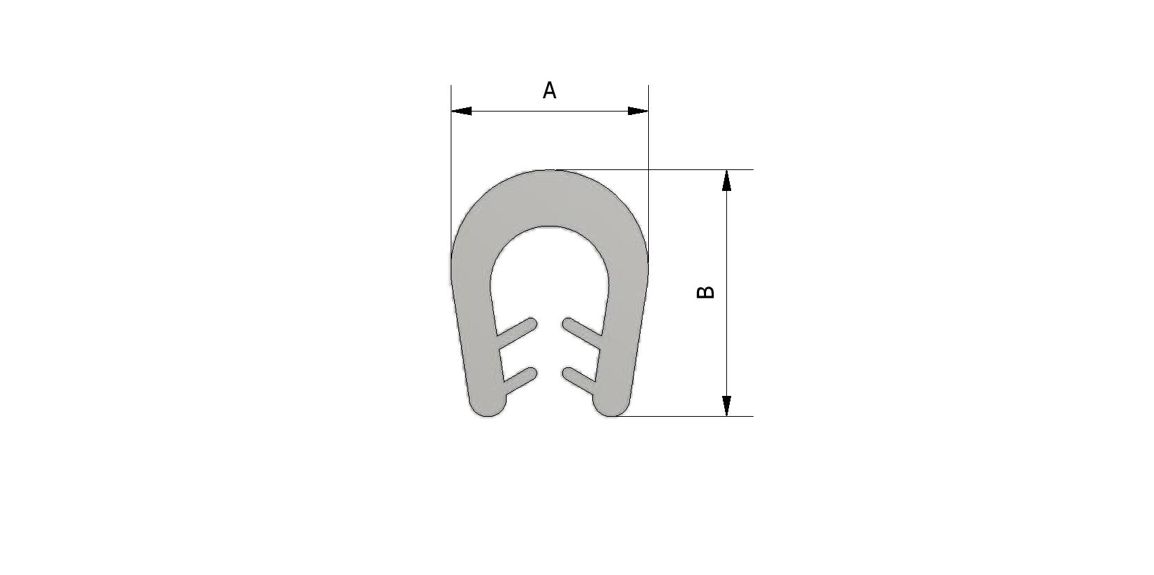 Dessin technique - Profil clips en caoutchouc, EPDM avec numéro de référence 225210