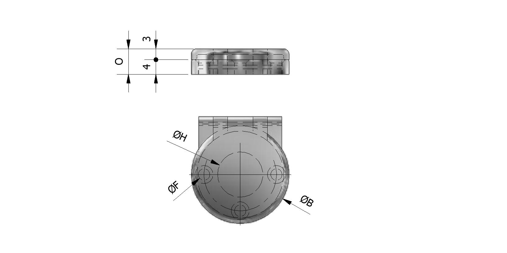 Dessin technique - Cache entrée, ronde, Ø27 mm avec numéro de référence 470005