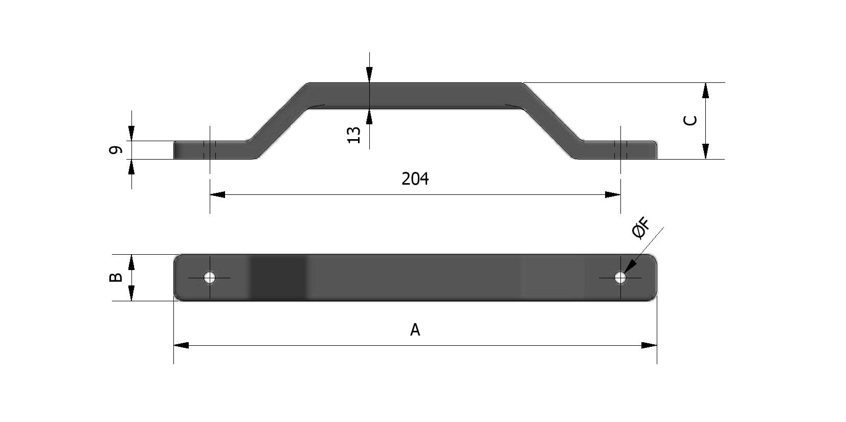 Technical image of Pull handle, medium-sized model with reference number 431018