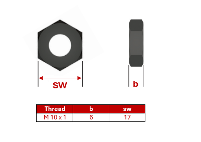 Hex nut Stabilus 012491 M10x1
