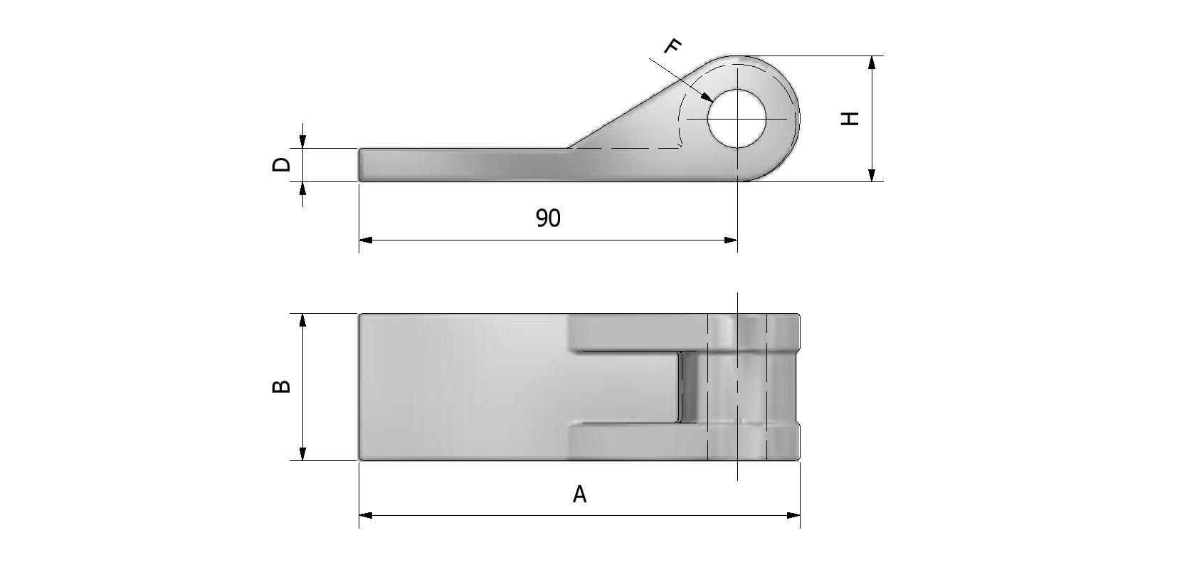 Dessin technique - Embout de penture en acier matricé ø14 avec numéro de référence 326140