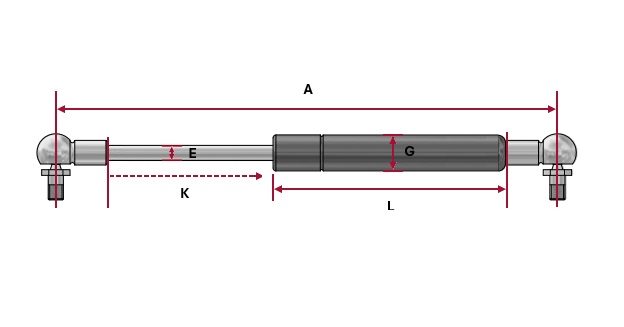 Gas spring VW Volkswagen T5/T6 California 600N