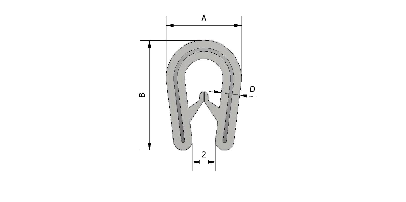 Dessin technique - Profil clips PVC avec numéro de référence 225225