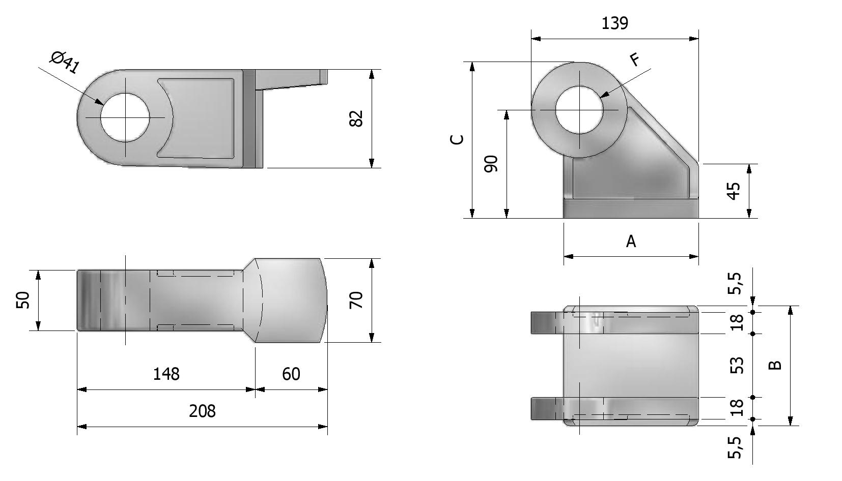 Technical image of Tipper hinge, big model with reference number 335820
